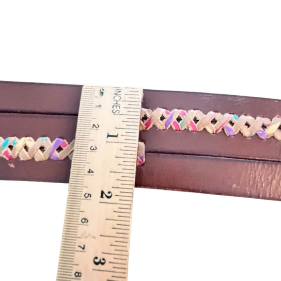 Lucky Brand Vintage Brown Woven Leather Belt Large Made in India - Picture 8 of 15